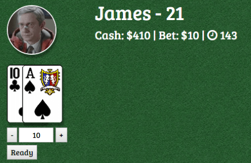 Screenshot of the multiplayer blackjack table